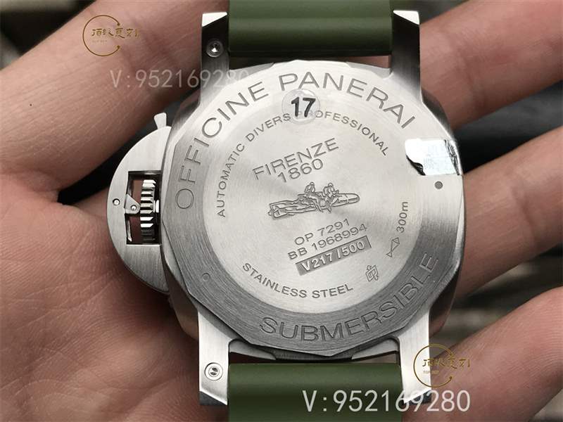 VS厂沛纳海pam1055绿?;旮纯套龉ぴ趺囱?别具一格的军绿色-复刻表