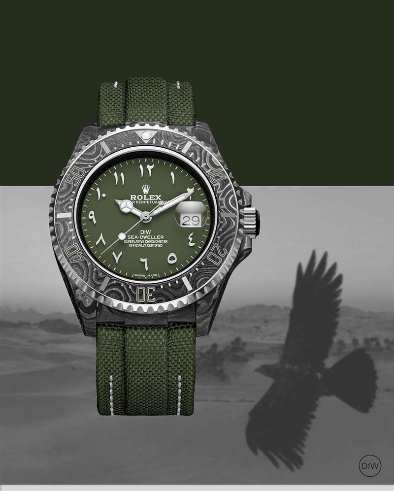 ：Rolex Sea-Dweller改裝錶升值4倍　軍綠中東面盤、碳纖錶殼超粗獷 （Source：Designa Individual）