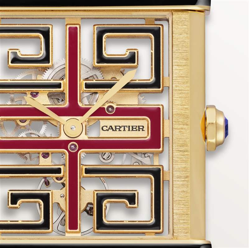 CARTIER Tank Chinoise复古手表回归回纹锦面盘寓意福寿吉祥-复刻表